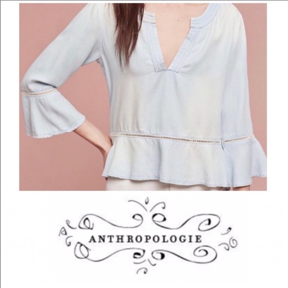 Cloth&. Stone chambray bell sleeve popover top - Picture 1 of 6